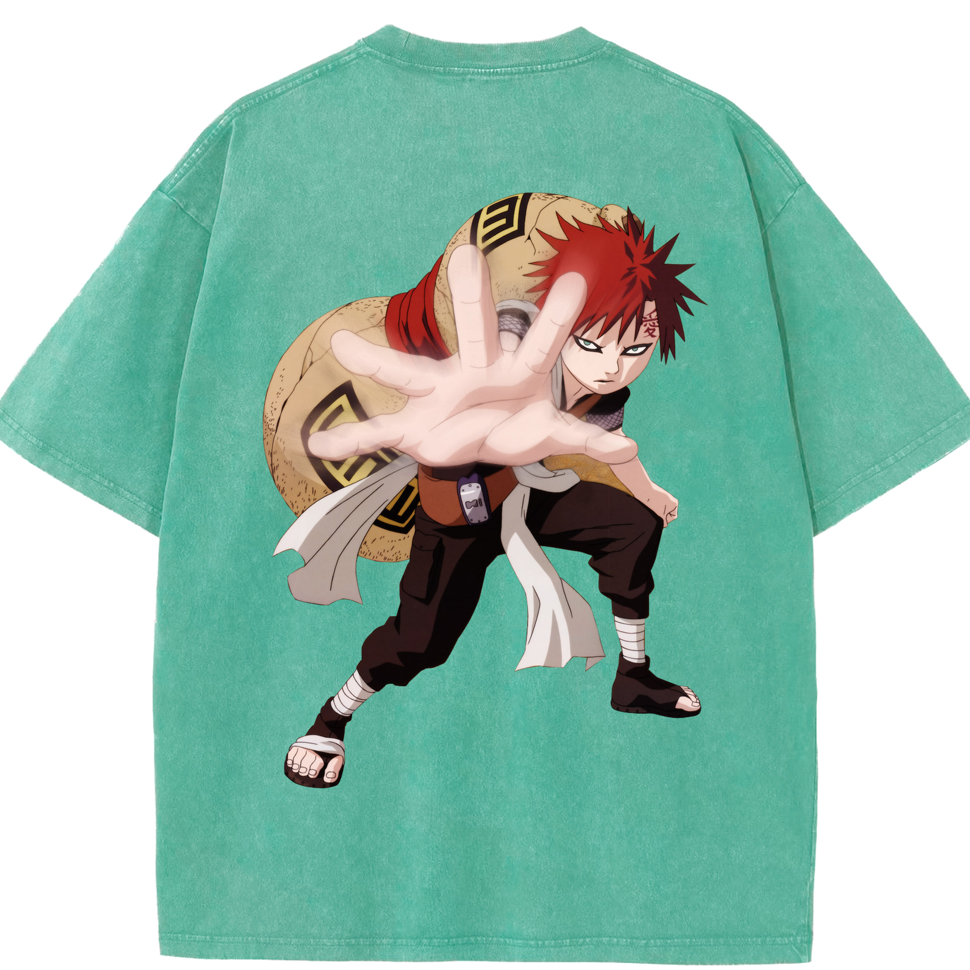 （画像用） NARUTO -ナルト- ガアラ Gaara 綿100% ヴィンテージ風 半袖Tシャツ（背面プリント）